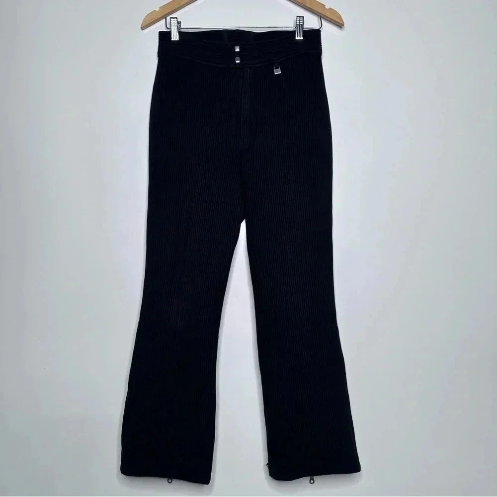 Nils Skiwear Women’s Black Ribbed Wool Blend Zipper Hem Ski Pants Size 6